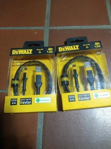 DeWALT 4 ft. Micro-USB KEVLAR Reinforced Braided Cable 131 1360 DW2 Android NIB - Picture 1 of 5