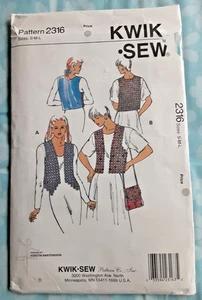 Kwik Sew Pattern 2316 Misses' Vest & Purse Bag Sewing Craft Project (H) - Picture 1 of 2