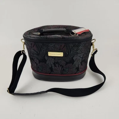 Estuche de tren American Tourister vintage tapiz floral ovalado bolsa de maquillaje viaje Foto 1 de 4