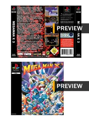 Mega Man X 3 Megaman X3 - PlayStation PS1 PAL Inlay Covers Front Back - Image 1 of 3