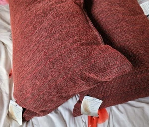 Lot Of 2 Red Feather Down Throw Pillows 25x14 Pair Set Rectangle Maroon NWT - Picture 1 of 4