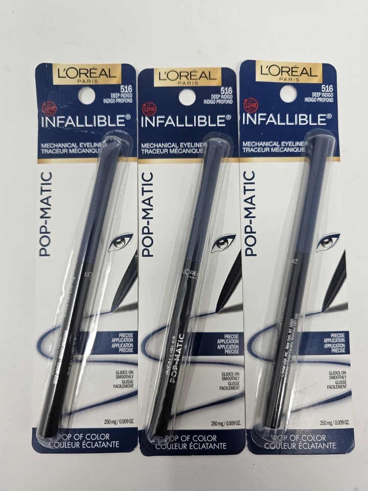 4x L'oreal Paris Infallible 16hr Never Fail Eyeliner Black With Smugger
