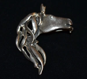 Vintage Sterling 925 Silver Horse Head Brooch Pendant 16.53 grams - Picture 1 of 5