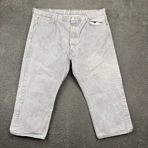 Levi's 501 Jeans Mens 44x22 Gray Denim Button Fly Straight Leg Capri - Picture 1 of 14