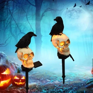Decoraciones de Halloween Exterior Solar Terror Calavera Luces, 2 PIEZAS Halloween Esqueleto - Imagen 1 de 5