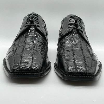 NUEVO Zapato de Vestir Steve Harvey Para Hombres Negro Cuero Genuino/Cocodrilo Talla 10.5 Foto 1 de 4
