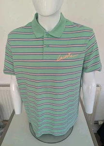 Mens Lacoste Polo Shirt 7 XXL 2XL Green Stripes Regular Pit - Pit 24 " - Picture 1 of 12