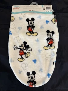 NWT DISNEY BABY SWADDLE SACK MICKEY MOUSE WHITE FLEECE 3mo GIFTABLE Baby Gift - Picture 1 of 6