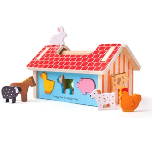 Juguete clasificador de formas de granja de madera Bigjigs Toys, juguete clasificador de madera, juguetes agrícolas - Imagen 1 de 7
