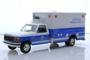1993 Ford F-350 Long Beach California Ambulance EMT 1:64 Scale Diecast Model