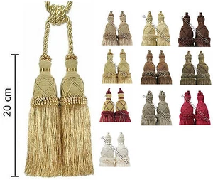 Doppelquaste 20cm - Raffhalter für Gardinen mit Kordel - Quasten Gardinen - Bild 1 von 11