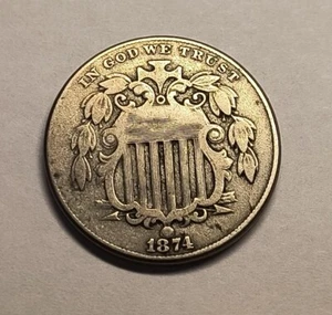 1874 Stati Uniti scudo nichel pezzo 5 centesimi - Foto 1 di 4