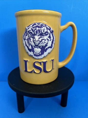LSU Tigers coffee mug 3-D tiger face purple yellow Cover