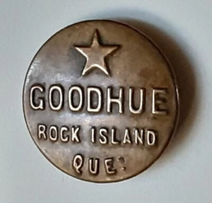 Bb * GOODHUE ROCK ISLAND QUE. Antique Wobble Shank Overall BUTTON Canada 13/16" - Picture 1 of 2