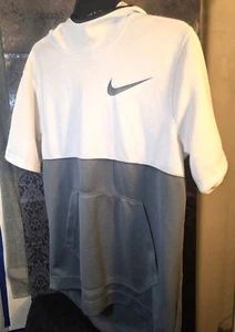 NIKE Spotlight Pullover Hoodie Dri-Fit Herren Gr. M grau weiß kurzarm - Bild 1 von 5