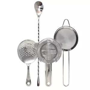 Cocktail Strainer Set Stainless Steel Bar Tools with Stirring Spoon for Drinks - Picture 1 of 10