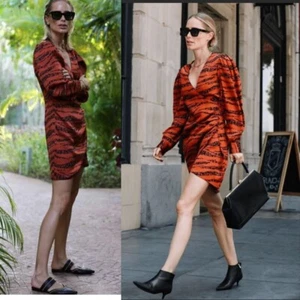 Anine Bing Penelope Dress Zebra Print Silk Wrap Dress Worn on TV Size Small EUC - Picture 1 of 12