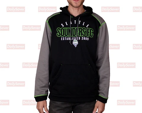 Seattle Sounders Sweatshirt Hoodie Mens L Sounders FC MLS Soccer Black Gray Cover