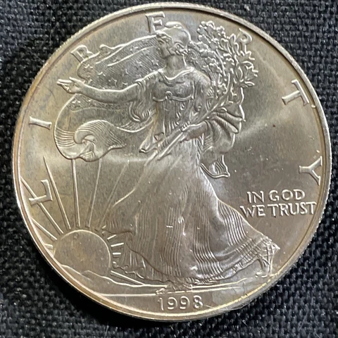 1998 Walking Liberty 1 Oz Fine Silver One 1 Dollar Coin Cover
