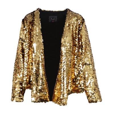 铁拳女式闪亮针织衫黑色金色  — 第 1/2 张图片
