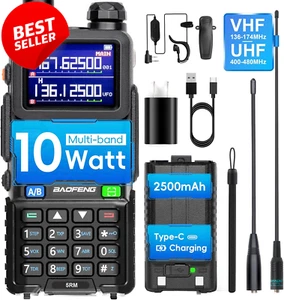 5RM Amateurfunkgerät 10W High Power, VHF/UHF, 8 Bänder große Reichweite Zwei Wege Funkgerät Handfunkgerät - Bild 1 von 12