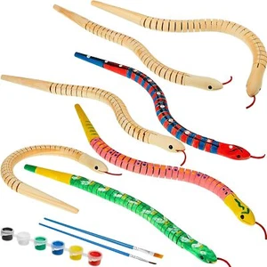 BBTO 120 Pieces Wooden Snake Unfinished Wooden Wiggly Snake Jointed Flexible ... - Picture 1 of 7