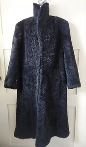 Vintage BLACK Sheepskin FULL LENGTH COAT LARGE Eddie Bauer Icelandic Shearling  - Picture 1 of 15