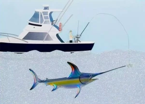 Tarjeta de felicitación del día del padre pescador pesca papiro brillo - Imagen 1 de 3