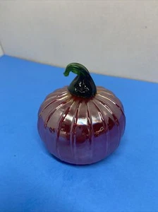 Red Carnival Glass Pumpkin Blown Glass 3.75” Tall 3.25” Wide - Picture 1 of 7