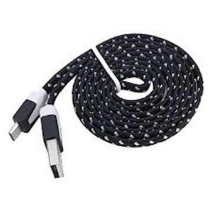 NTJ Flat Braided Noodle Charger Cable for SAMSUNG GALAXY S4 S6 S7+ MICRO USB LG - Picture 1 of 32
