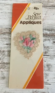 Vintage SEW PERFECT Appliques Pink Blue Heart Lace Embroidery Small - Picture 1 of 3