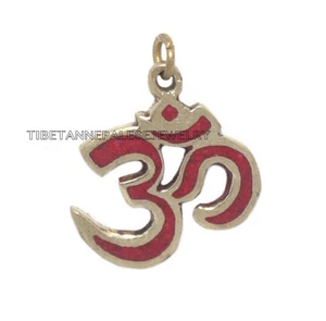 Coral pendant Om Pendant Tibet pendant Nepal pendant Boho Pendant PD703 - Picture 1 of 2
