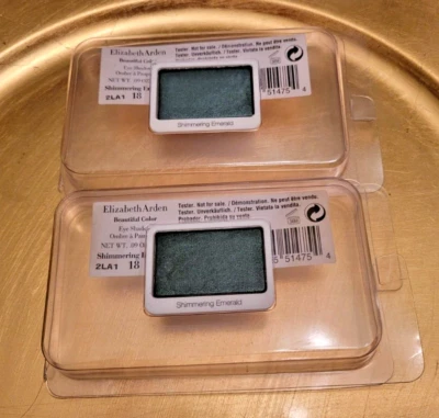 2x Elizabeth Arden Beautiful Color Eyeshadow Shimmering Emerald  Refill .09oz - Image 1 of 2