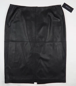 NEW! Lafayette 148 New York 100% Full Grain Leather Pencil Skirt Black Sz 12 - Picture 1 of 9