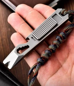 EDC Titanium Multi Tools Pry Bar Crowbar Fidget Clicker Card Toy Stress Relief - Picture 1 of 12