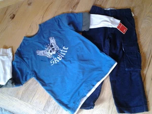 NEU MIT ETIKETT LAGENLOOK LANGARMSHIRT MIT MARINEBLAUEN KORDELN Gr. 4-5 Junge MOSSIMO CHEROKEE - Bild 1 von 6