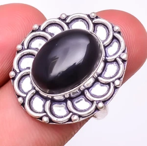 Black Onyx Gemstone 925 Sterling Silver Ring 7.5 (9420) T950 F1881 T8 - Picture 1 of 1