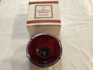 1876 Cape Cod Collection Candy Dish Vintage Avon Ruby Red Glass, Footed - Picture 1 of 4