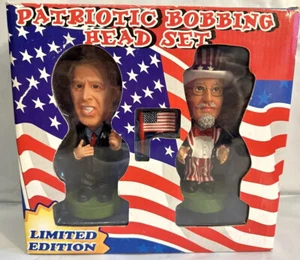 Patriotic Bobbing Head Set George W Bush Uncle Sam 6" Bobbleheads Limited Ed NIB - Picture 1 of 5