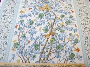 Warner Fabrics Song Haven Bird Floral Border Cotton Fabric - Picture 1 of 19