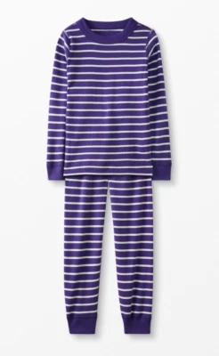 *NEW* Hanna Andersson 110 (US 5) Long John Pajamas Organic Cotton-Purple Stripes - Image 1 of 4