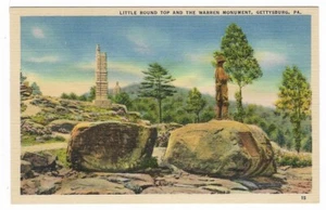Postal de colección de Little Round Top y The Warren Monument Gettysburg PA - Imagen 1 de 2