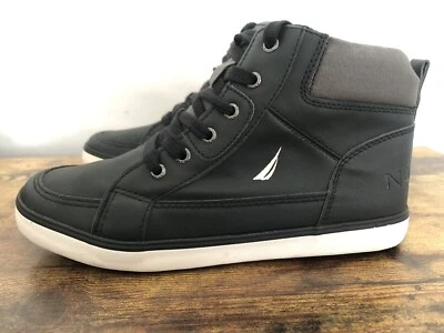 Nautica Horizon Boy size 5 Fashion Shoe High Top Sneaker Lace Up BLACK - Image 1 of 4