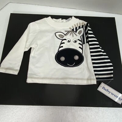 Babyworks 12 months long sleeve cotton pullover 3 button back shirt with Zebra - Image 1 of 4