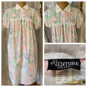 vtg 70s 80s Mod Pastel Floral SCOOTER Puffy Sleeves Modest Dress 9/10 USA EUC - Picture 1 of 8
