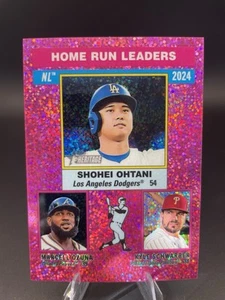 2025 Topps Heritage NL Home Run Leaders Pink Sparkle Ohtani Ozuna Schwarber - Picture 1 of 2