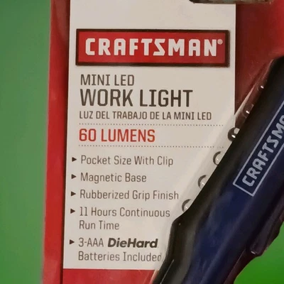 Sears Craftsman NOS Mini Luz de Trabajo LED Negra Rara 73964 Tamaño de Bolsillo con Clip 60 Lúmenes Foto 1 de 4