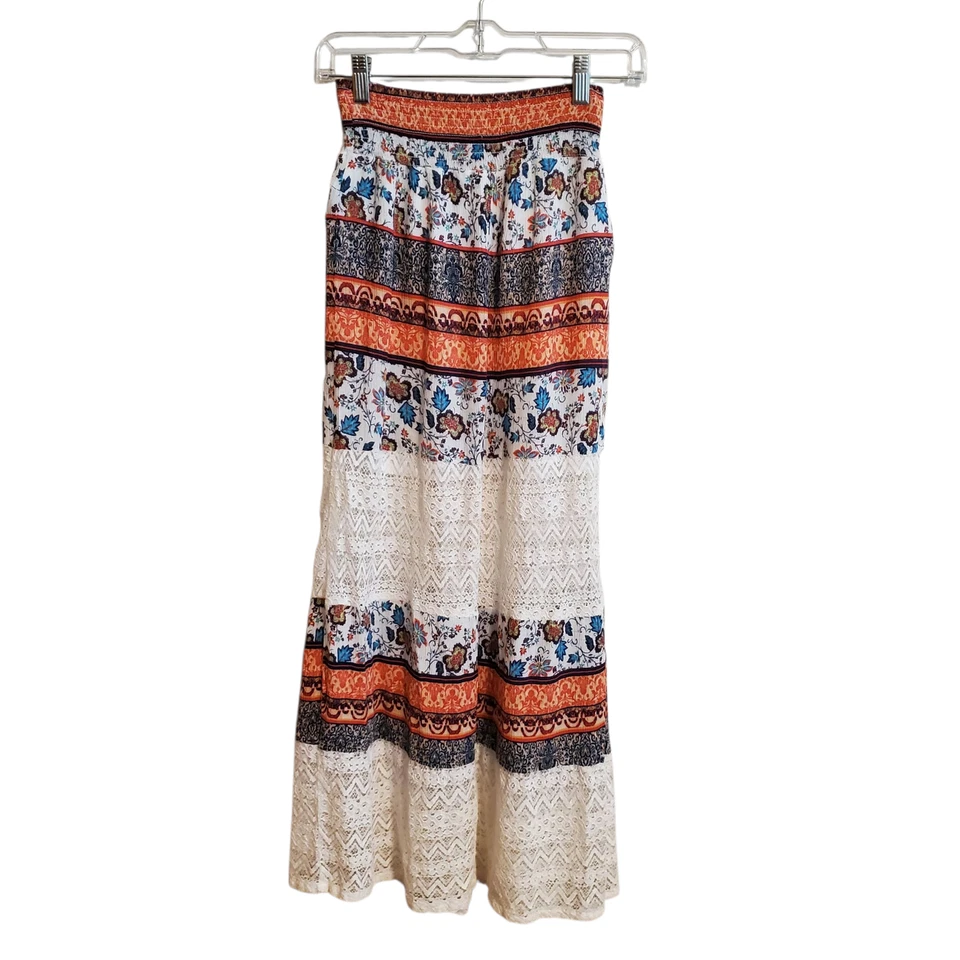 Maxi Falda Boho Festival Hippie Floral Encaje Largo Vanity XS Foto 1 de 4