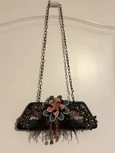 Mary Frances Plum Crazy Black Beaded Shoulder Bag - Picture 1 of 8