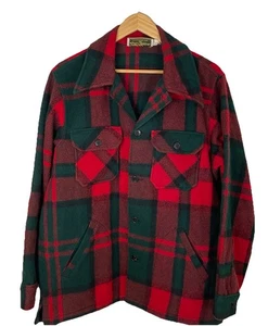 RARE VTG 70s 80s LL BEAN Red Wool Plaid Jacket Heavy Shacket Men LRG Preppy - Picture 1 of 22